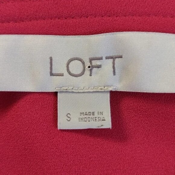 LOFT Blouse Women's Red Square Neck 3/4 Wide Sleeve Top Size S - Picture 3 of 7